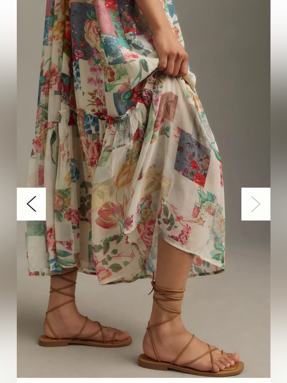 By Anthropologie NWT Chiffon Shift Patchwork Floral Midi Dress - Picture 4 of 12